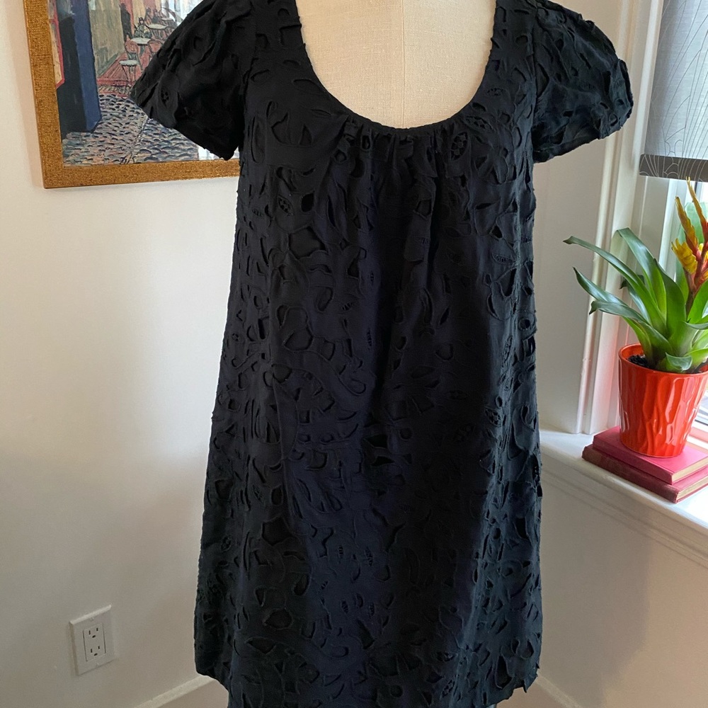 Robert Rodriguez Embroidered/Eyelet Trapeze Dress